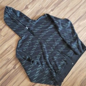 Nike Black and Dark Green Zip-Up Sweater